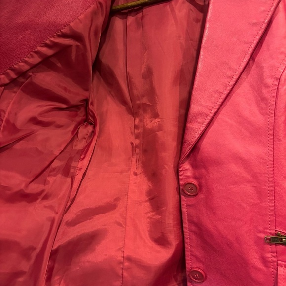 Hot Pink Genuine Leather Jacket by MetroStyle, Great Condition, Women’s Size 12T - Picture 6 of 6